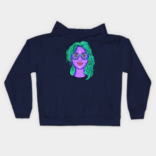 cyberpunk space alien girl Kids Hoodie